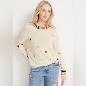 Maurice's star embroidered sweater size medium